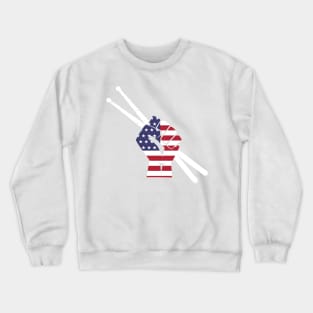 Drummer Drum Sticks American Flag Crewneck Sweatshirt